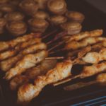 Chicken Sate, Mini pork pies Evening Buffet Chicken - Party food Crawley West Sussex parties canape birthday funeral catering finger food