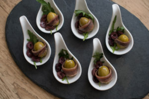 Anchovies with olives Canape - Crawley gluten free West Sussex - Finger Food - Sussex catering 1 anchovies with olives canape canapes gluten free Crawley West Sussex catering finger food buffet party birthday parties funeral wedding anniversary finger food cater
