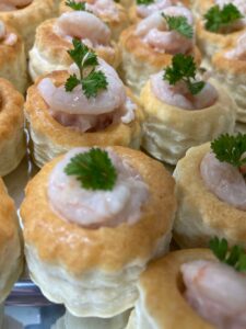 canape with prawn coctail vol au vent Canape Prawns cocktail vol au vent catering event corporate event buffet birthday anniversary Crawley West Sussex Surrey Horsham Horley Brighton Wedding party food East Grinstead Copthorne Charlwood Rusper Haywards Heath